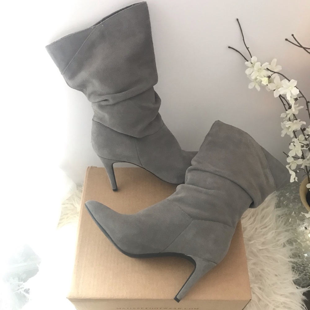 Size 8 Grey Suede Audrey Brooke Heeled Booties